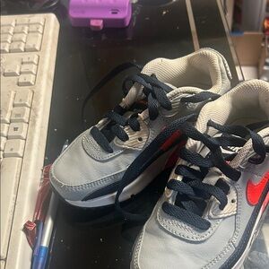 Kids Gray and Red Sneakers